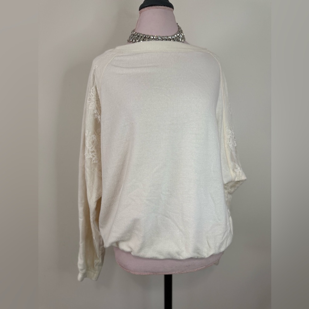 Day Trip from buckle Cream Sweater with Lace Detailed sleeves in size large